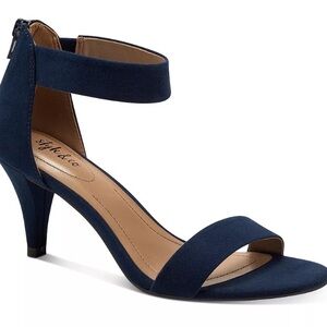 Blue suede heels